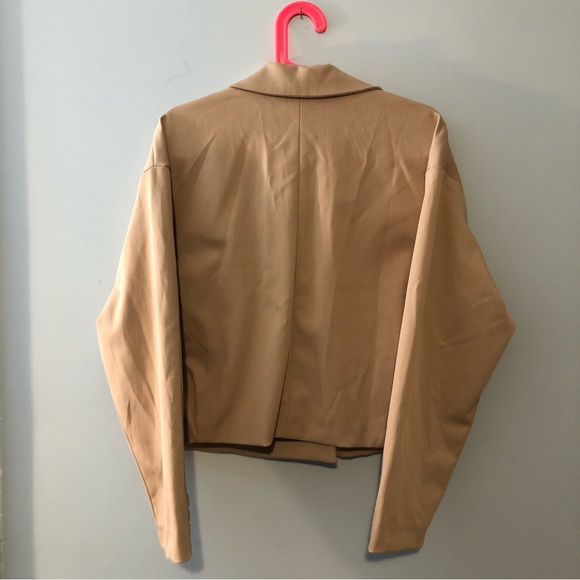 ZARA Camel Cropped Wrap Top Jacket Size M - Picture 2 of 5